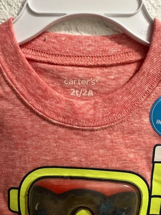 Carter's T-Rex Swimming Goggles Short Sleeve Tee T-Shirt Size 2T - Picture 2 of 3